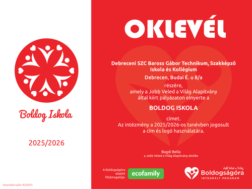 Tizedik alkalommal nyerte el iskolánk a Boldog Iskola címet!